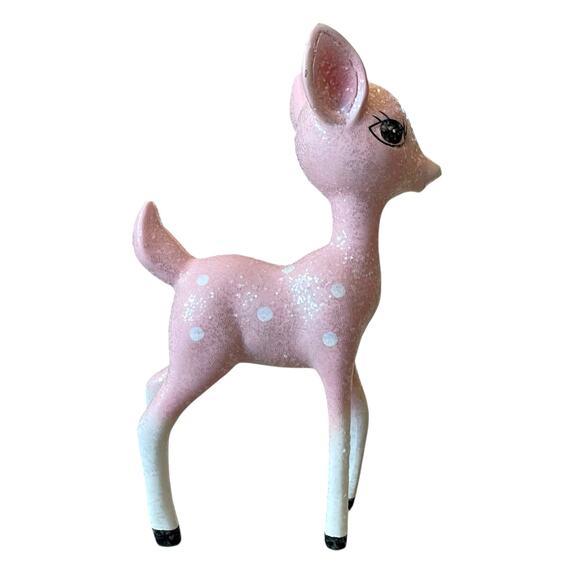 34th & Pine Pink Glitter Christmas Reindeer 9in Holiday Decor Viral NEW - Picture 4 of 11